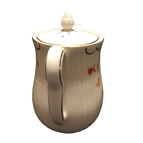 Hall's Superior China Autumn Leaf Coffee Pot 1940s Mary Dunbar Gold Paint Englan - Picture 4 of 7